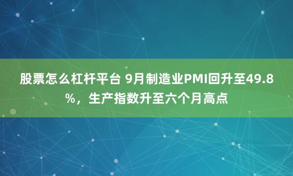 股票怎么杠杆平台 9月制造业PMI回升至49.8%，生产指数升至六个月高点
